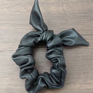 Faux Leather Hair Tie with Bow